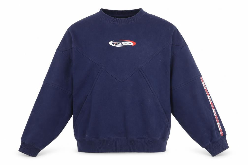 Front view of Fila Men's Blue XS Crew Neck Pullover Sweatshirt
