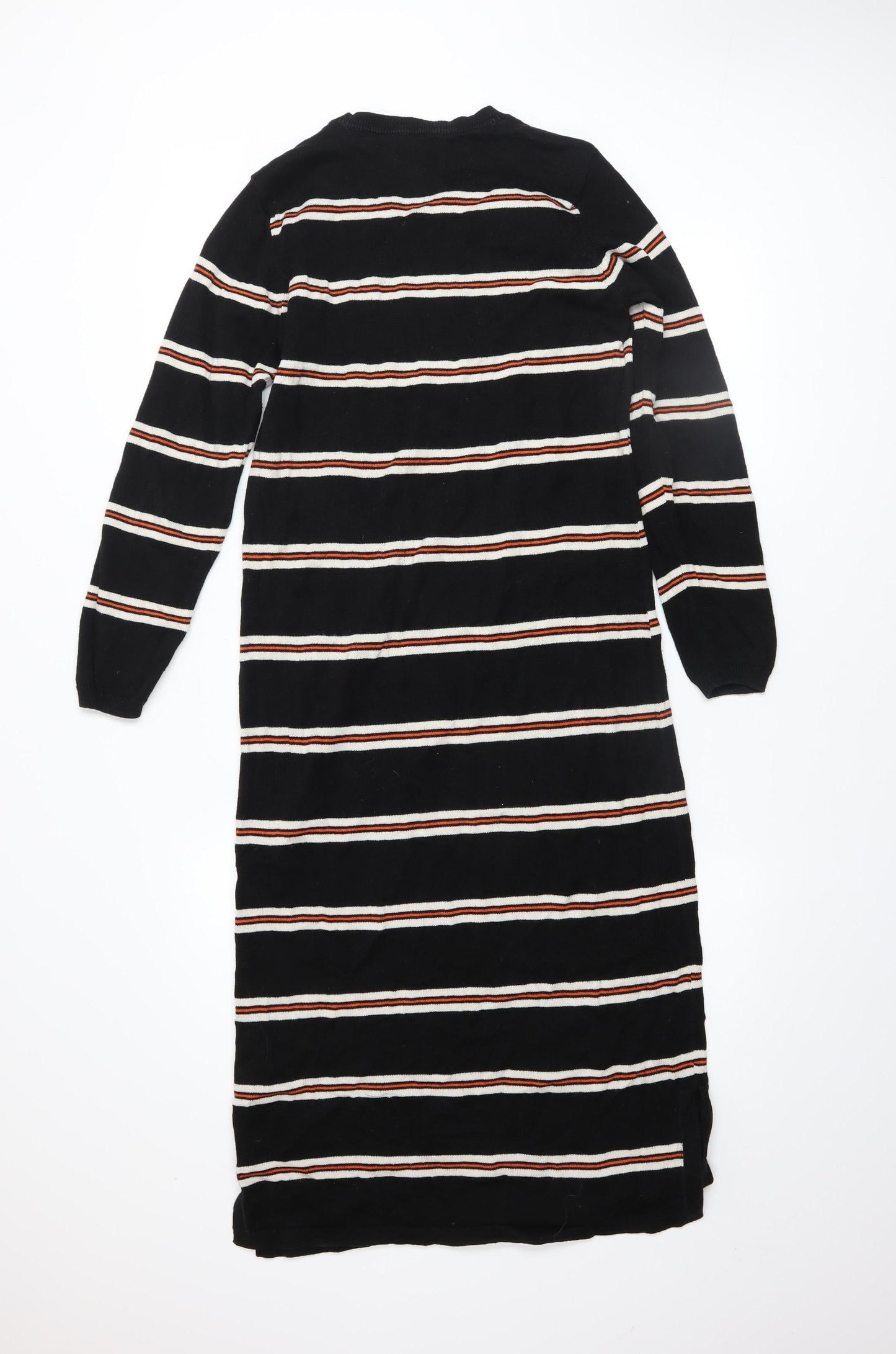 People Tree Women’s Black Striped Jumper Dress Size 10 Organic Cotton
