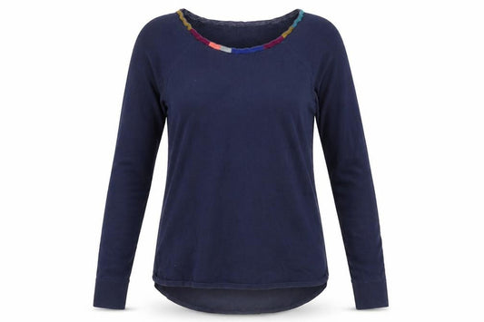 Boden Women Blue Silk Cotton Long Sleeve Round Neck Pullover Jumper UK 8