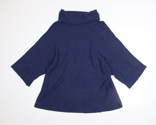 Joules Women’s Blue Roll Neck Knit Jumper Size 14 3/4 Sleeve