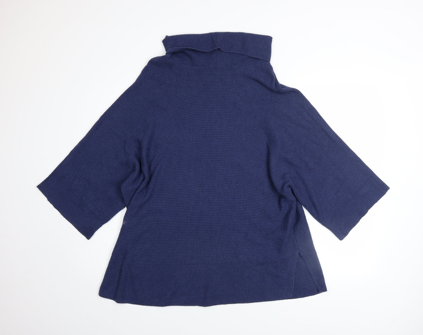 Joules Women’s Blue Roll Neck Knit Jumper Size 14 3/4 Sleeve