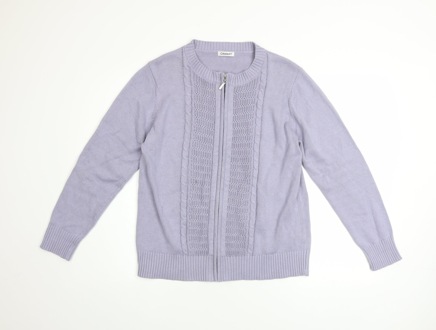 Damart Women's Blue Cotton Zip Knit Jacket Size 14/16