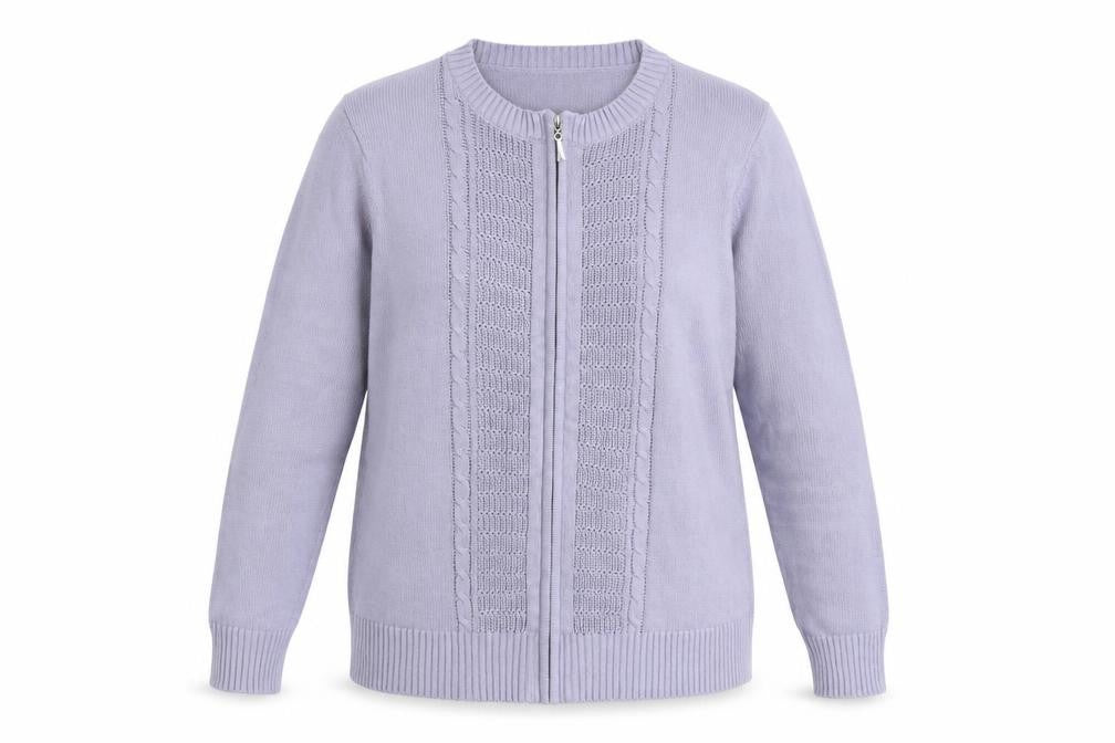 Damart Women's Blue Cotton Zip Knit Jacket Size 14/16