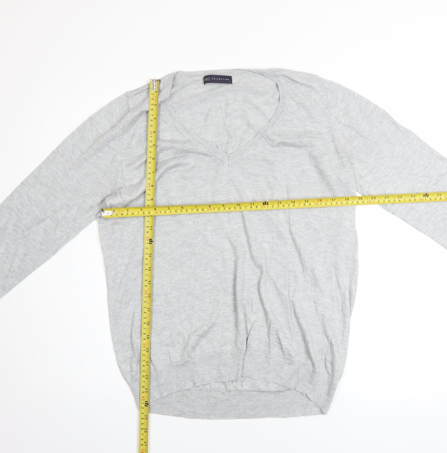 Marks and Spencer Women’s Grey V-Neck Long Sleeve Jumper Size 14