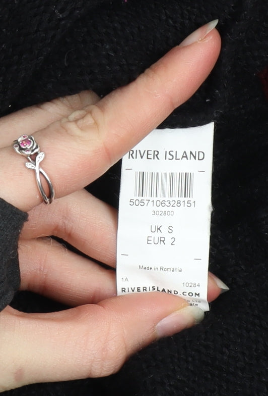River Island Womens Red Black Striped Knit Jumper Size S