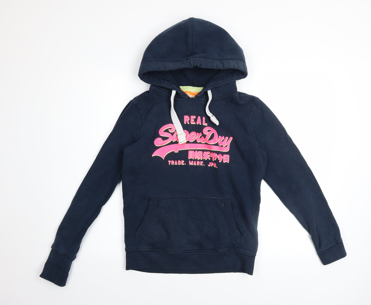 Superdry Women Navy Blue S Pullover Hoodie with Logo Print