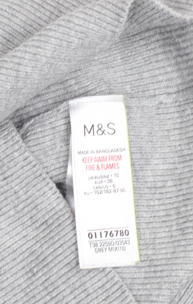 Marks & Spencer Women Grey Mock Neck Houndstooth Knit Jumper Size 10