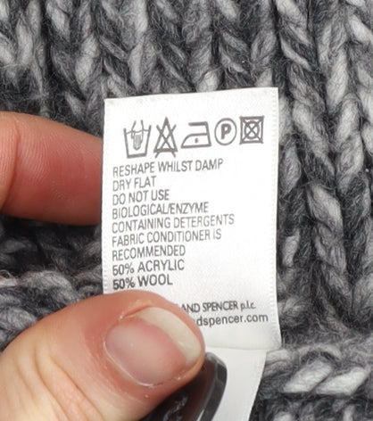 Marks and Spencer Women Grey Knit Wool Blend Belted Coatigan Size 12