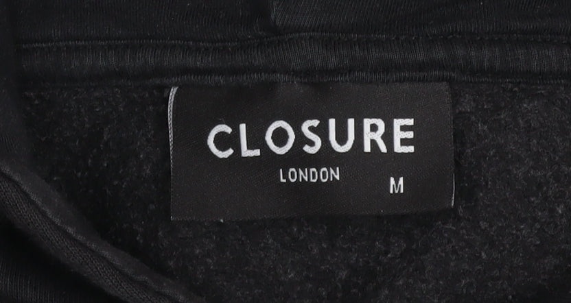 Closure London Men's Black Pullover Hoodie M Regular Fit Graphic Print