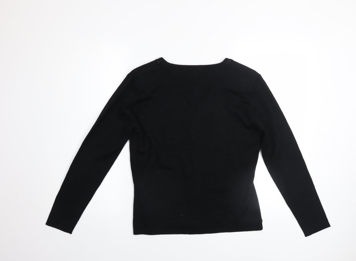 Kristen Jeffries Women's Black Embroidered V-Neck Cardigan S