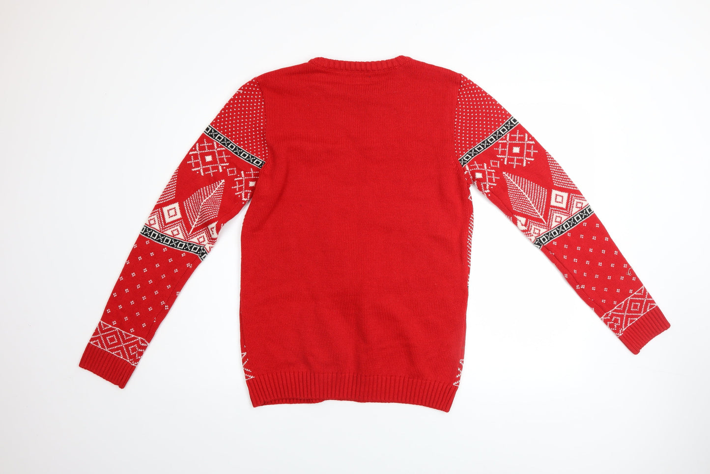 Next Boys Red Christmas Reindeer Jumper 15 Years Acrylic Cotton Blend