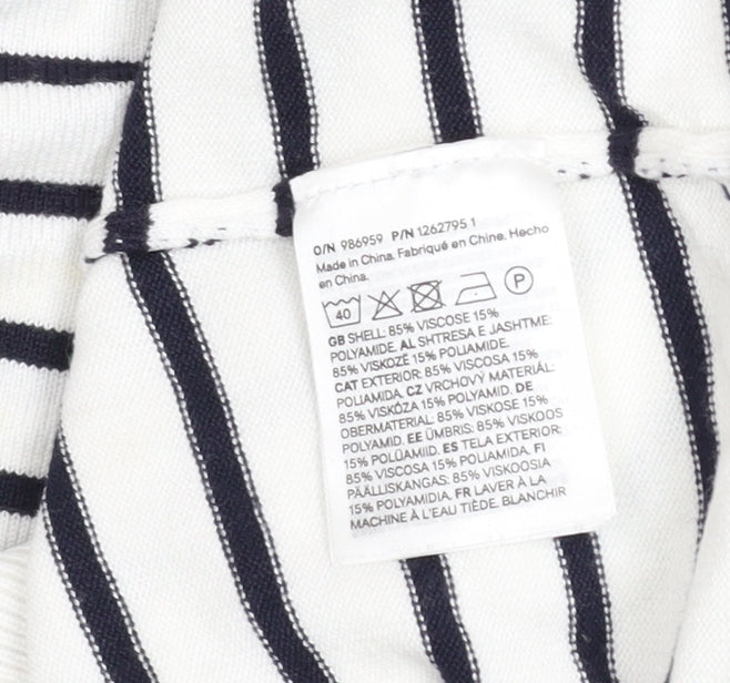 H&M Divided Women’s White Navy Striped Crew Neck Jumper Size 12