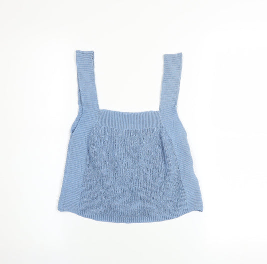 ZARA Women Blue Knit Camisole Tank Top Size S