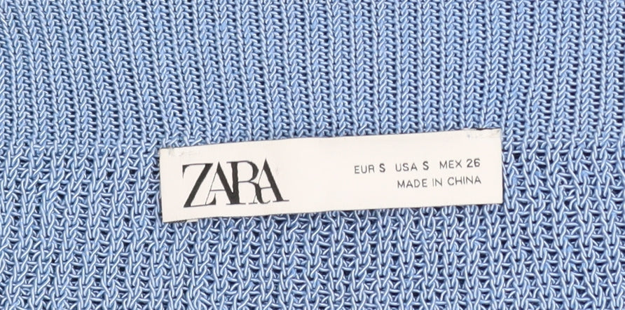 ZARA Women Blue Knit Camisole Tank Top Size S