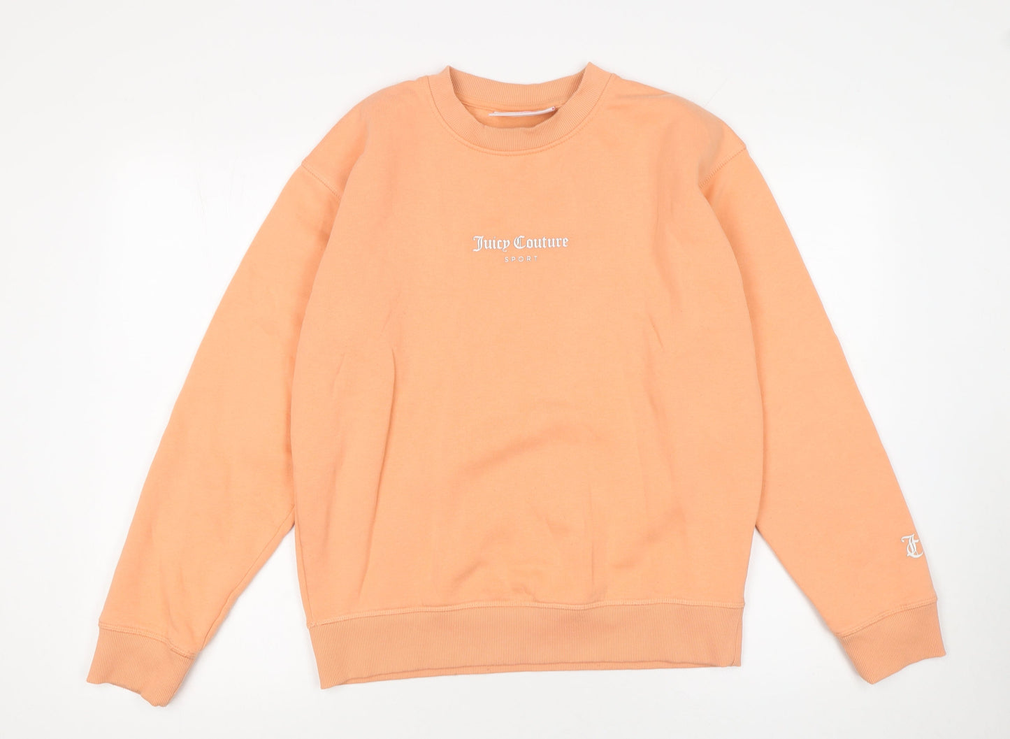Juicy Couture Women’s Peach Sweatshirt Small Cotton Blend Sporty Crew Neck