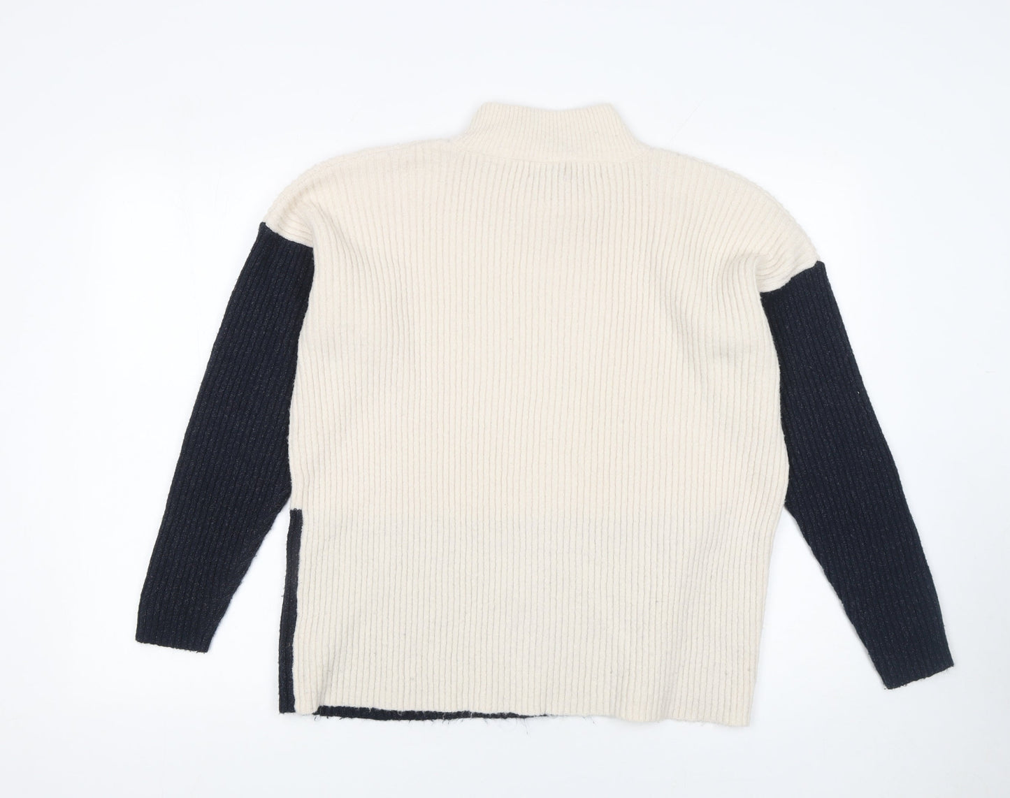 Apricot Women’s Multicoloured Mock Neck Ribbed Knit Jumper Size 12