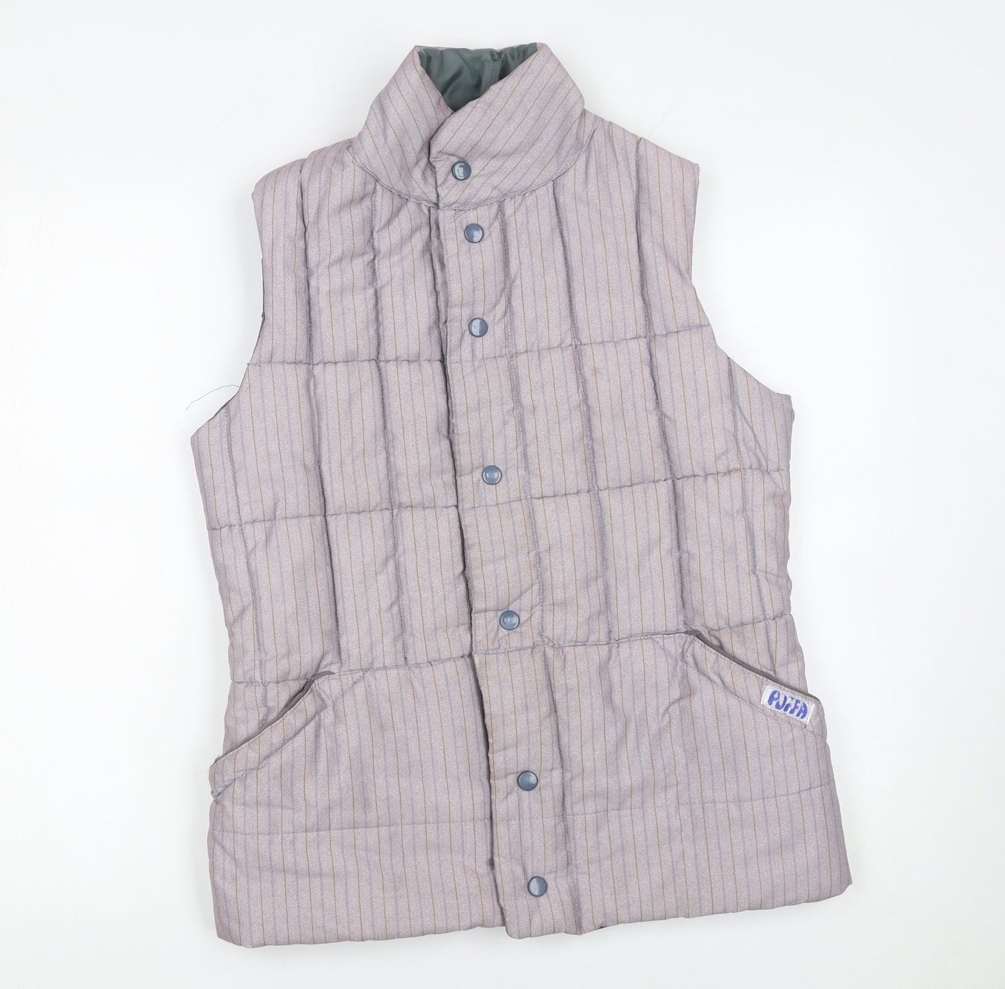 Vintage Puffa Women Beige Striped Padded Waistcoat S