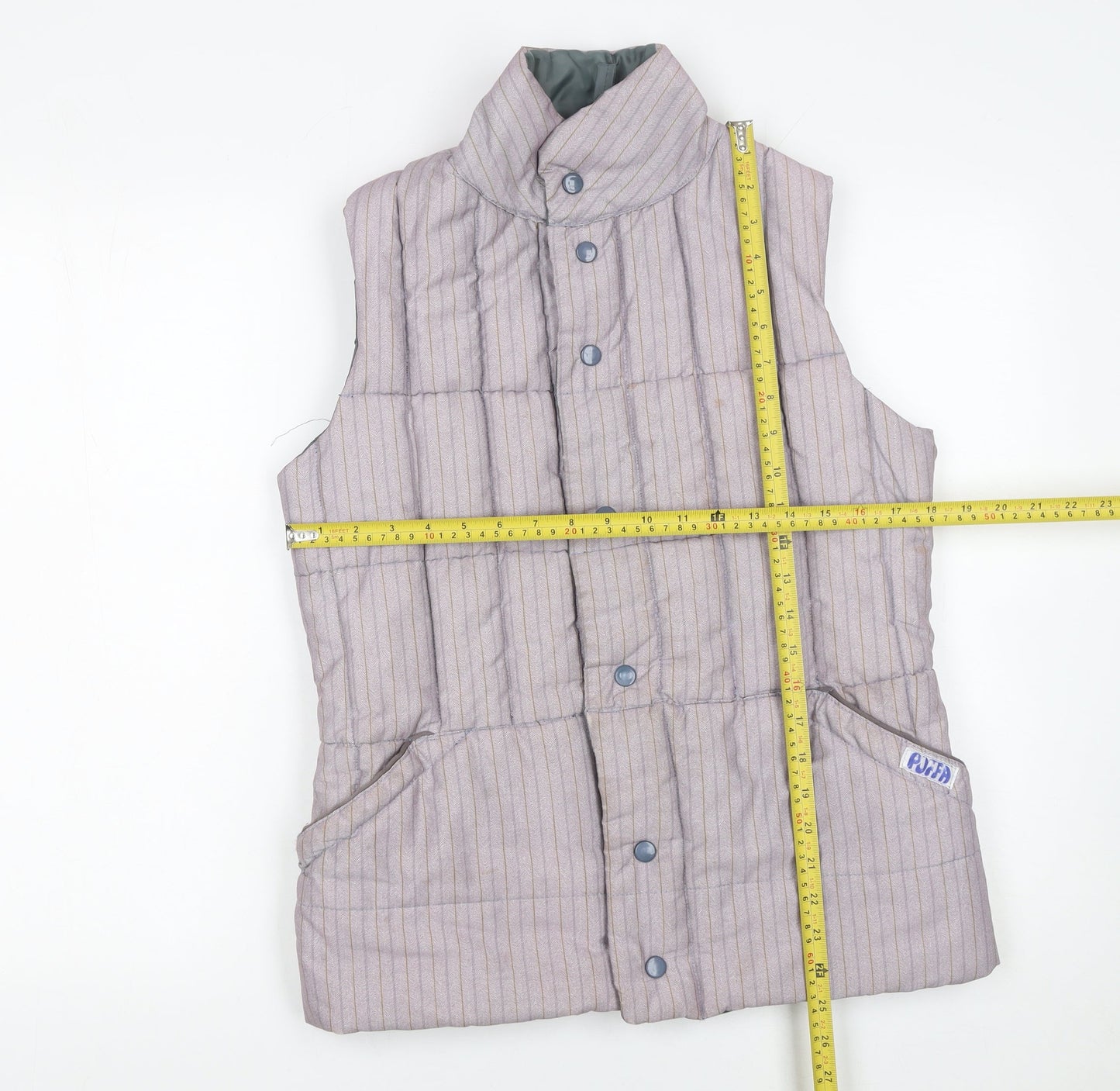 Vintage Puffa Women Beige Striped Padded Waistcoat S