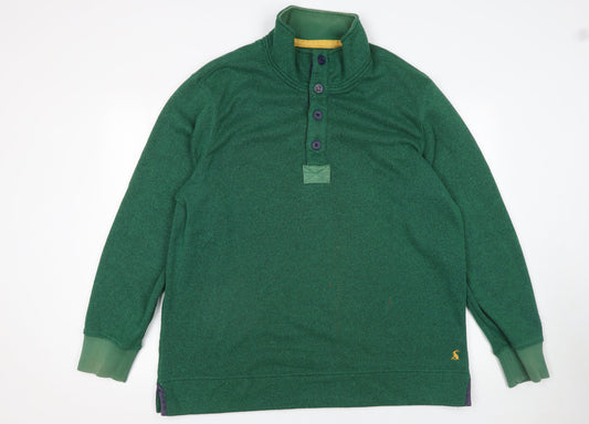 Joules Mens Green Henley Sweatshirt 2XL Button High Neck Knit