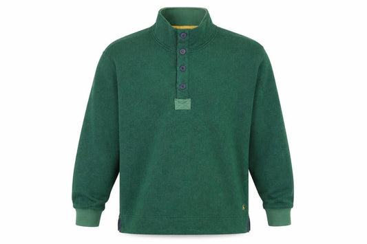 Joules Mens Green Henley Sweatshirt 2XL Button High Neck Knit
