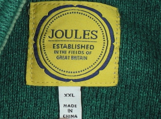 Joules Mens Green Henley Sweatshirt 2XL Button High Neck Knit