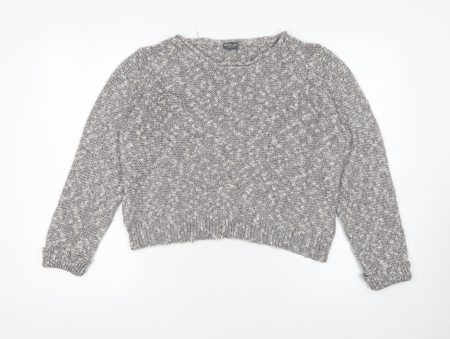 Minuet Petite Women’s Grey Chunky Knit Pullover Jumper Size L