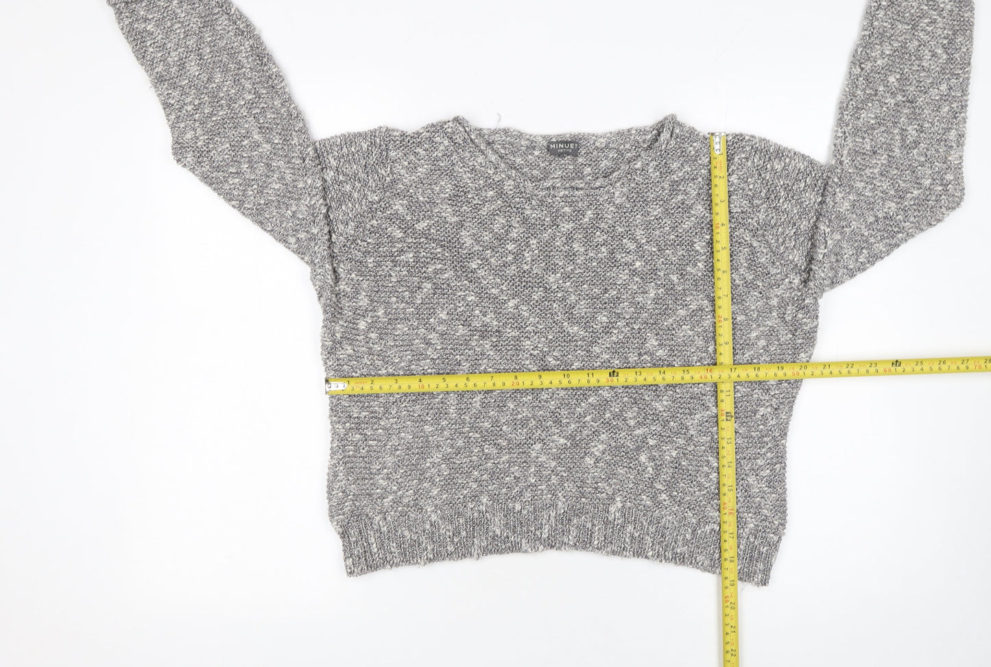 Minuet Petite Women’s Grey Chunky Knit Pullover Jumper Size L