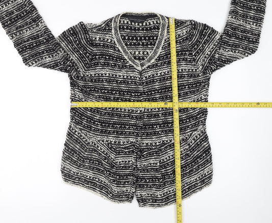 Dorothy Perkins Women’s Black Fair Isle Knit Cardigan Size 14