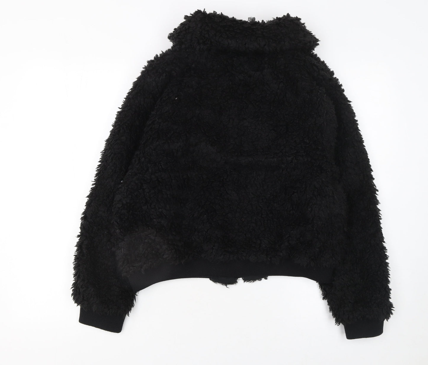 H&M Divided Women’s Black Faux Shearling Bomber Jacket Size M