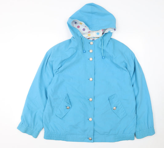 Telemac Women Blue Hooded Mid-Length Jacket Size 12