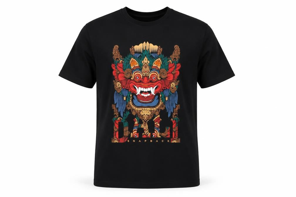 Snapback Unisex Black Tribal Graphic Cotton T-Shirt Medium