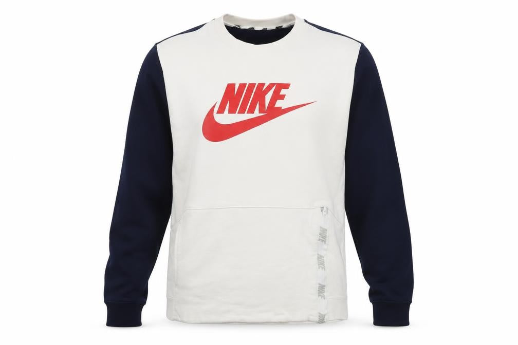 Nike Men's White Pullover Sweatshirt M Logo Sports Crew Neck