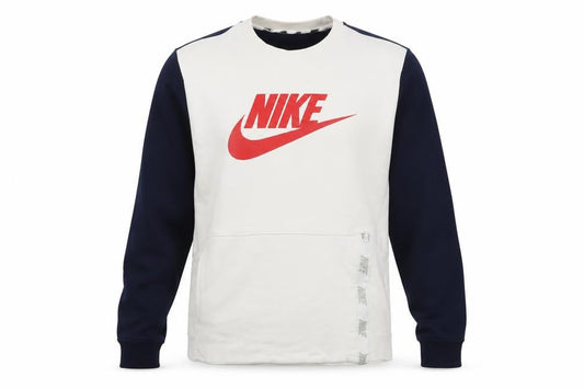 Nike Men's White Pullover Sweatshirt M Logo Sports Crew Neck