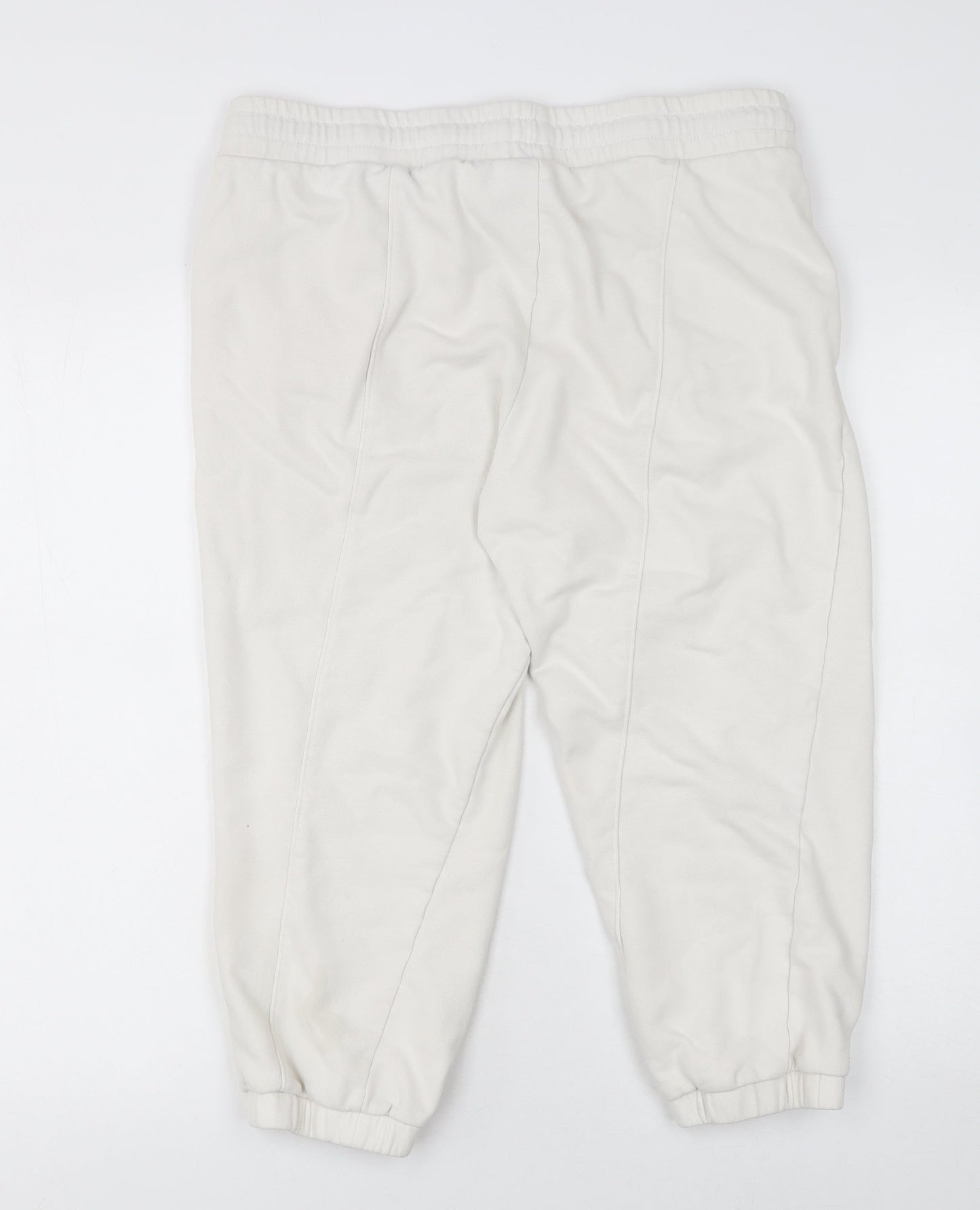DKNY Women Ivory Cotton Jogger Trousers Size M Elastic Waist