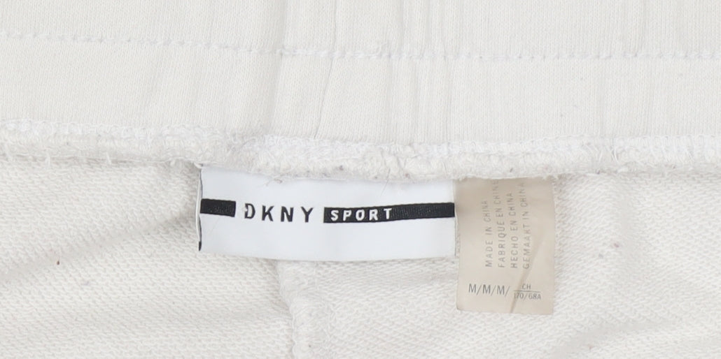 DKNY Women Ivory Cotton Jogger Trousers Size M Elastic Waist