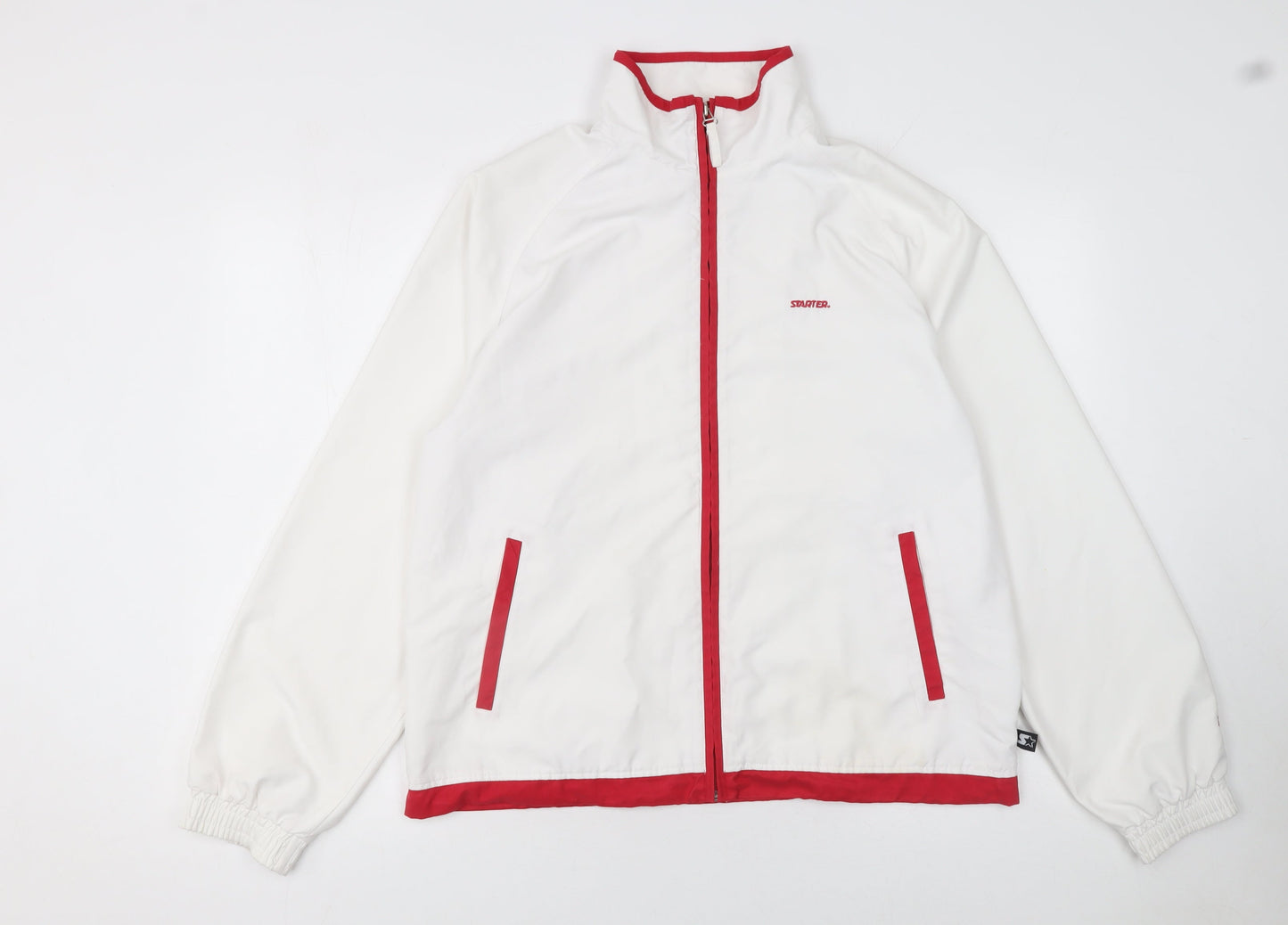 Starter Womens White Red Trim Track Jacket Size 16 Lightweight Sportswear