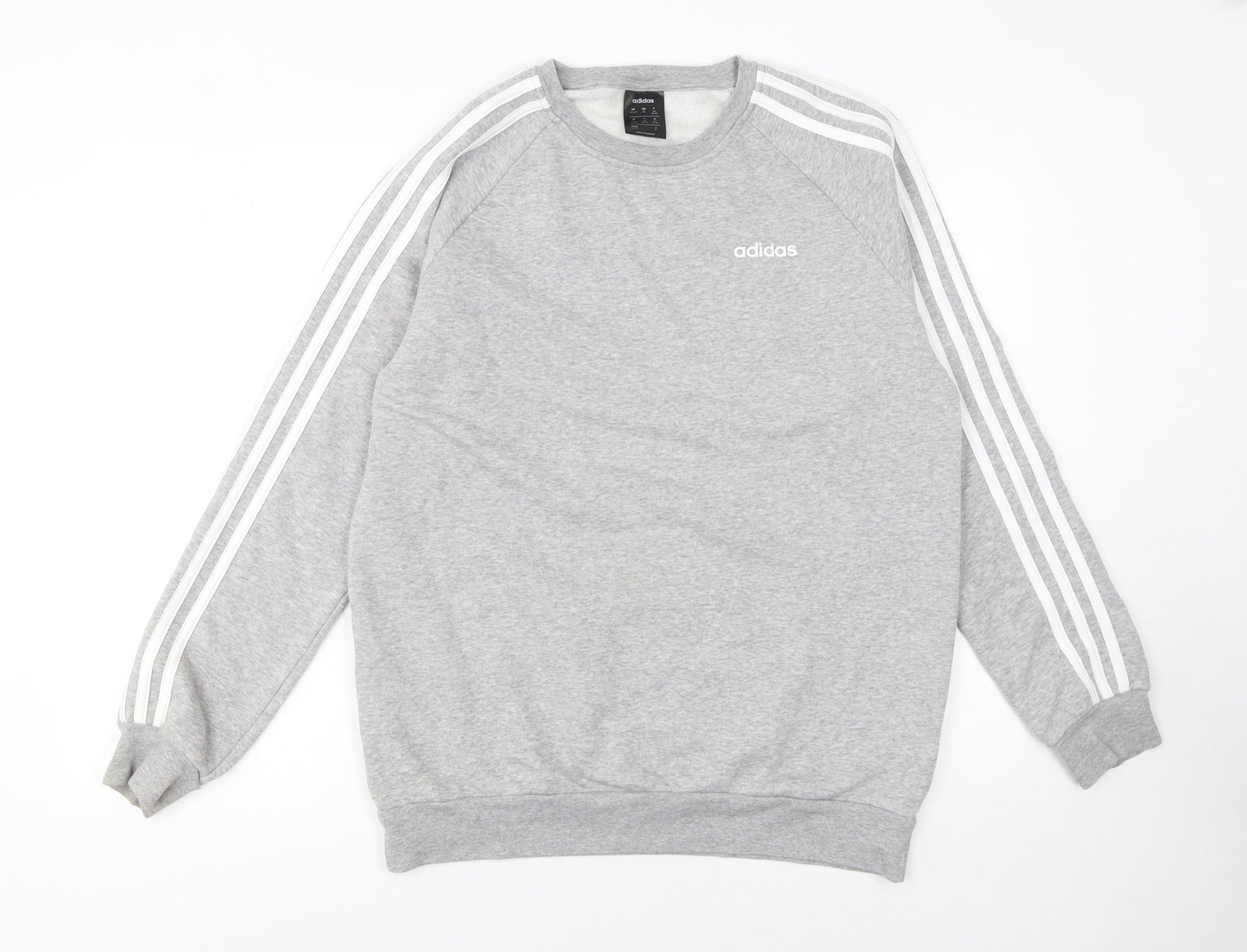 Adidas Womens Grey Crew Neck Sweatshirt XS Classic Logo Pullover