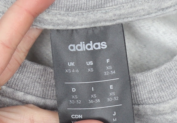 Adidas Womens Grey Crew Neck Sweatshirt XS Classic Logo Pullover