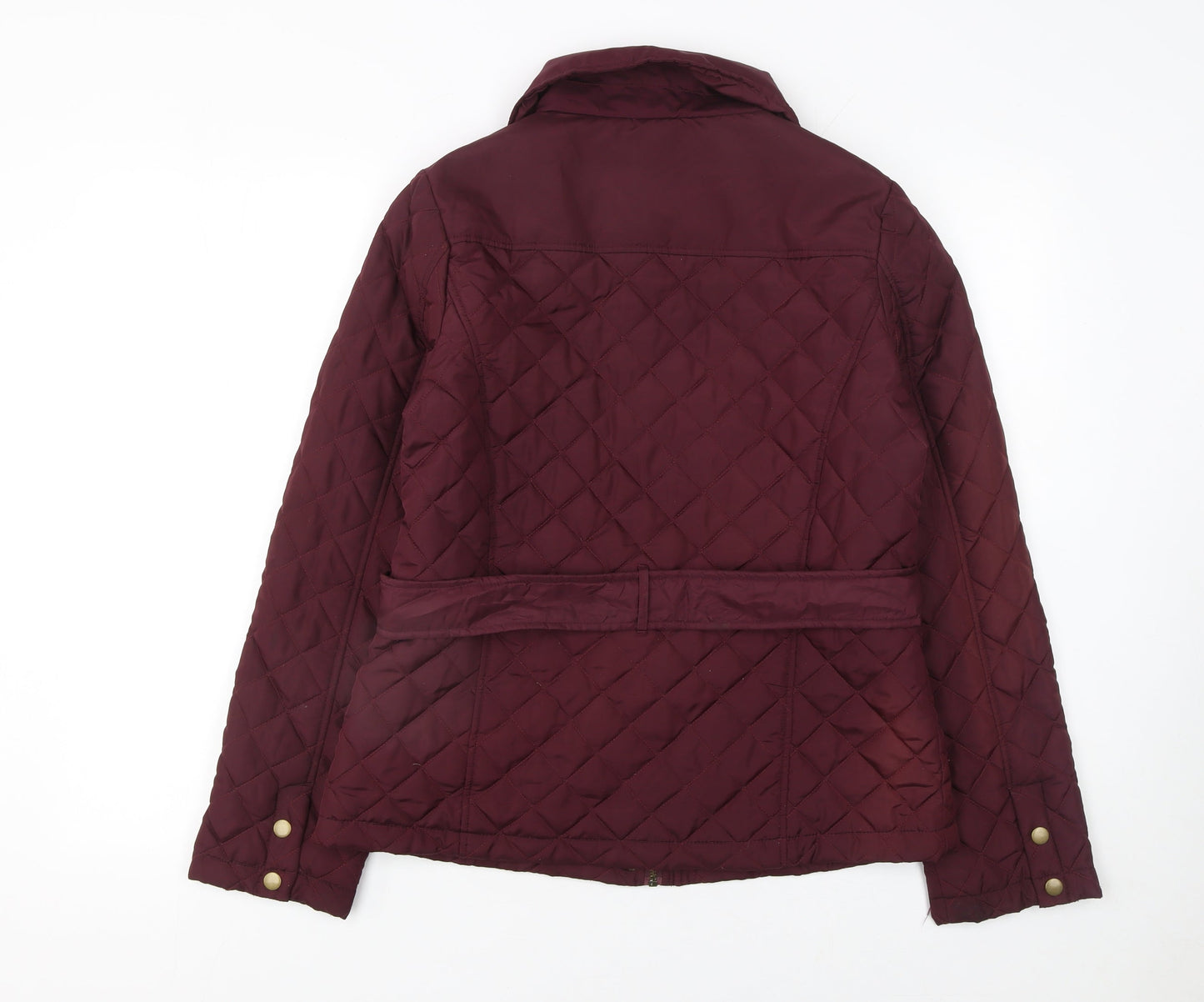 Crossroads Womens Red Quilted Belted Jacket Size 12