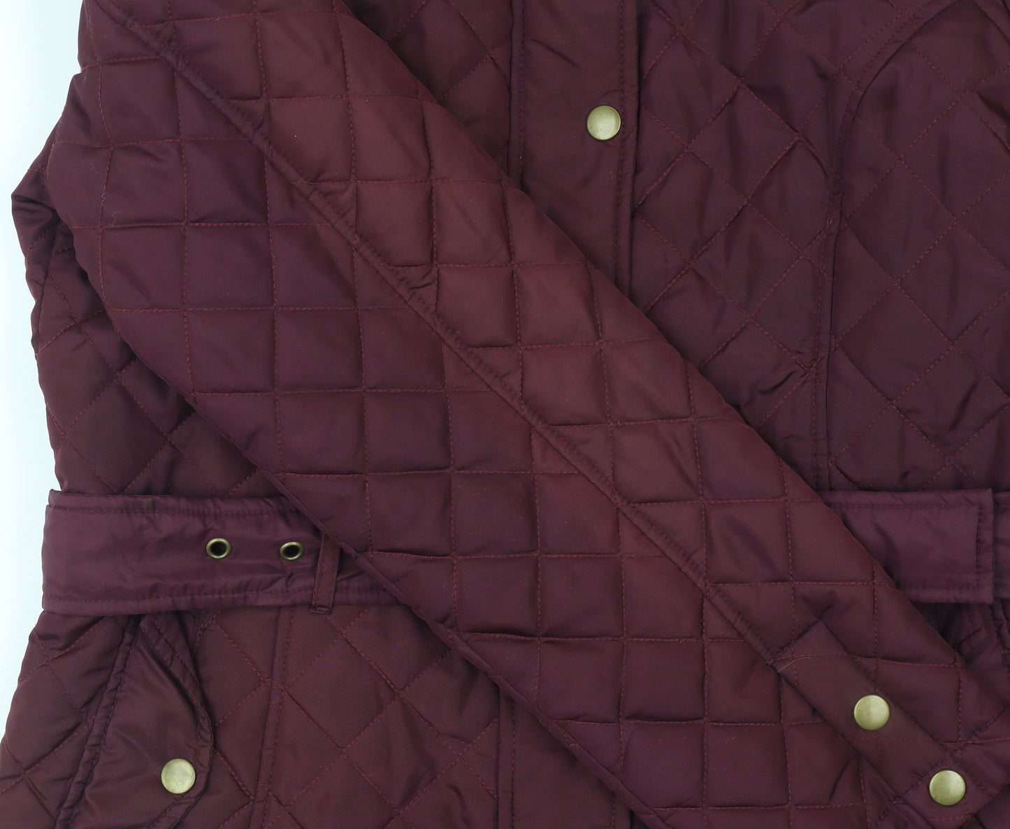 Crossroads Womens Red Quilted Belted Jacket Size 12