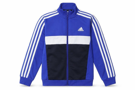 Adidas Boys Blue Track Jacket 10 Years Full Zip Colourblock Activewear