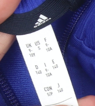 Adidas Boys Blue Track Jacket 10 Years Full Zip Colourblock Activewear