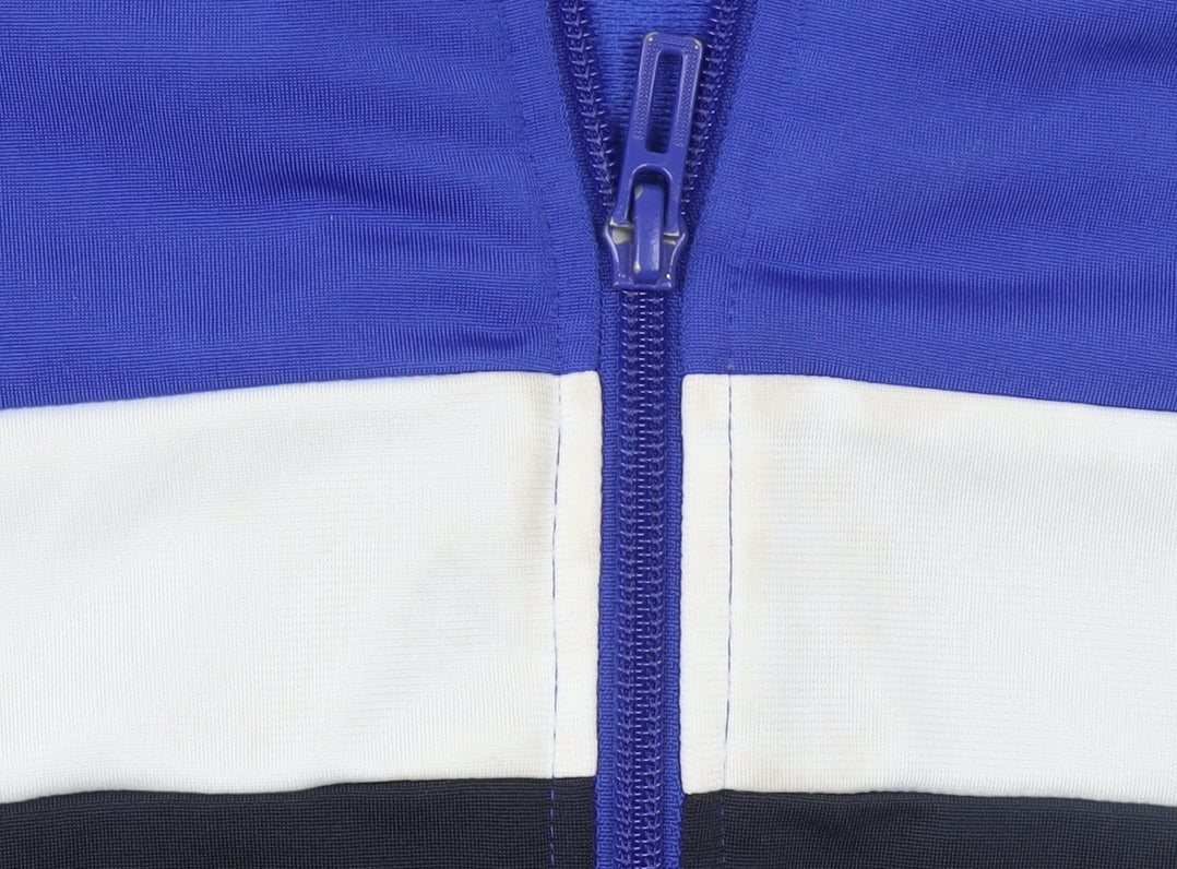 Adidas Boys Blue Track Jacket 10 Years Full Zip Colourblock Activewear