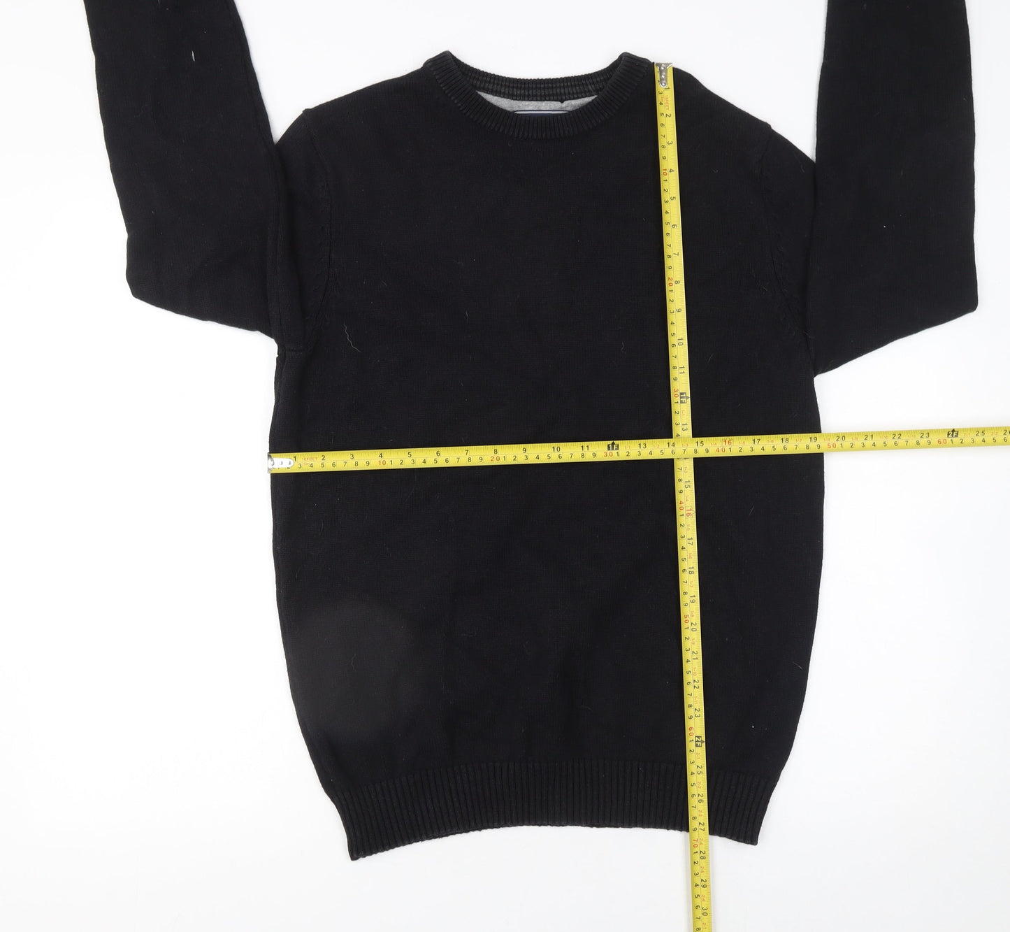 Maine New England Mens Black Cotton Crew Neck Jumper Medium