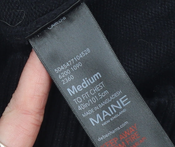 Maine New England Mens Black Cotton Crew Neck Jumper Medium