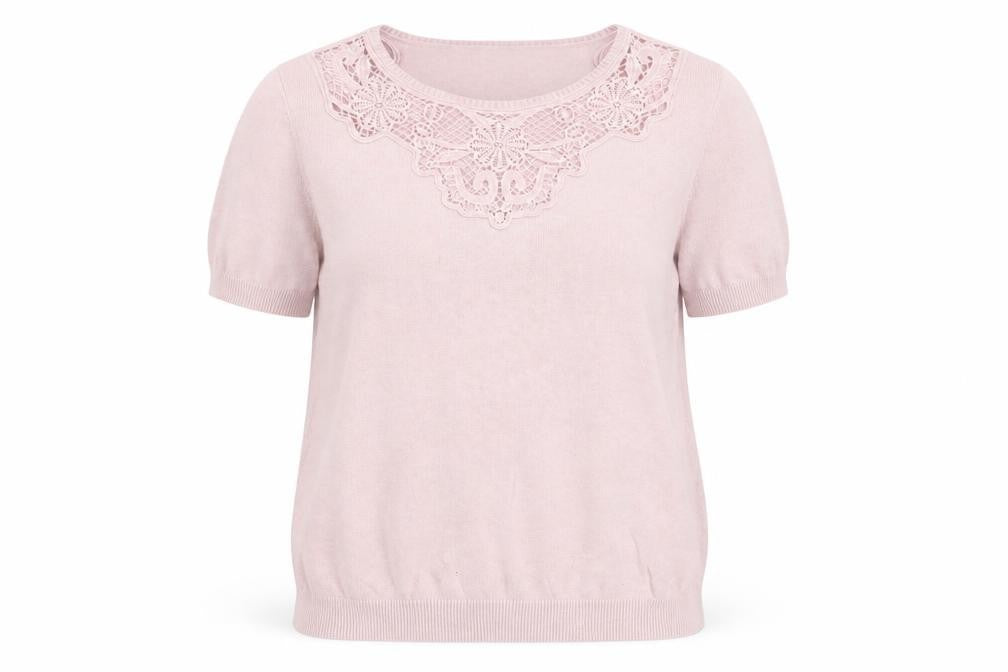 Rocha John Rocha Women Pink Cotton Short Sleeve Jumper Size 16