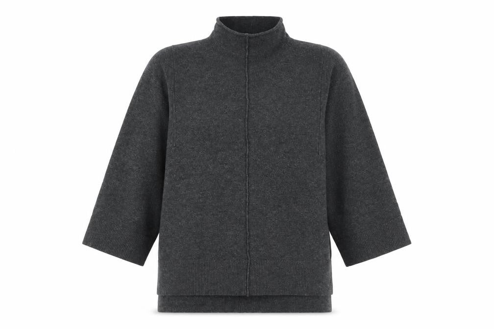 Front view of French Connection Women’s Grey XS Mock Neck Zip Knit Jumper