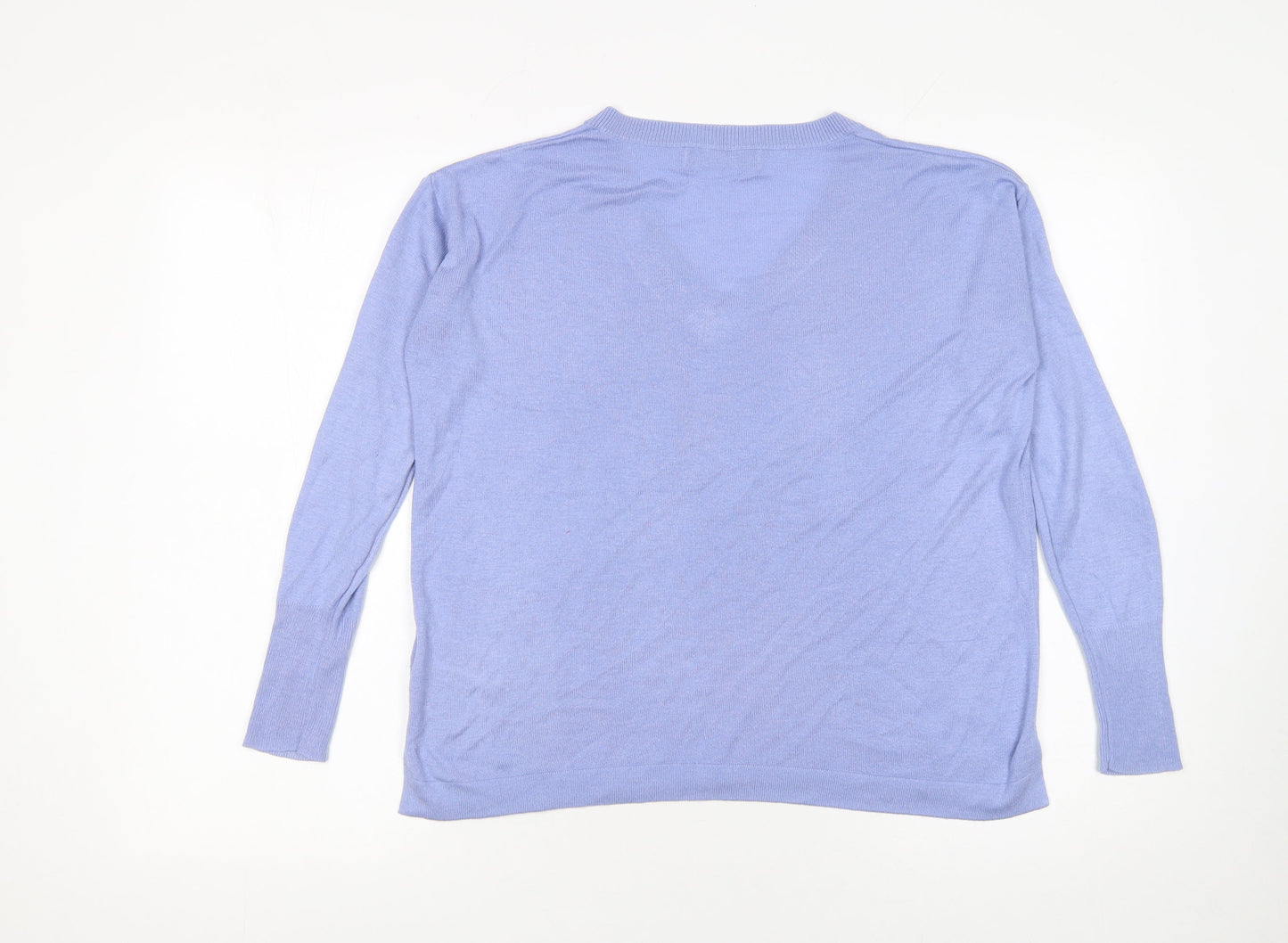 Marks and Spencer Women’s Blue V-Neck Knit Jumper Size S