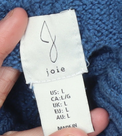Joie Womens Blue Cable-Knit Roll Neck Jumper Size L
