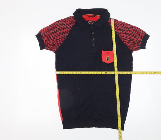 Luke Mens Multicoloured Polo Shirt L Short Sleeve Cotton